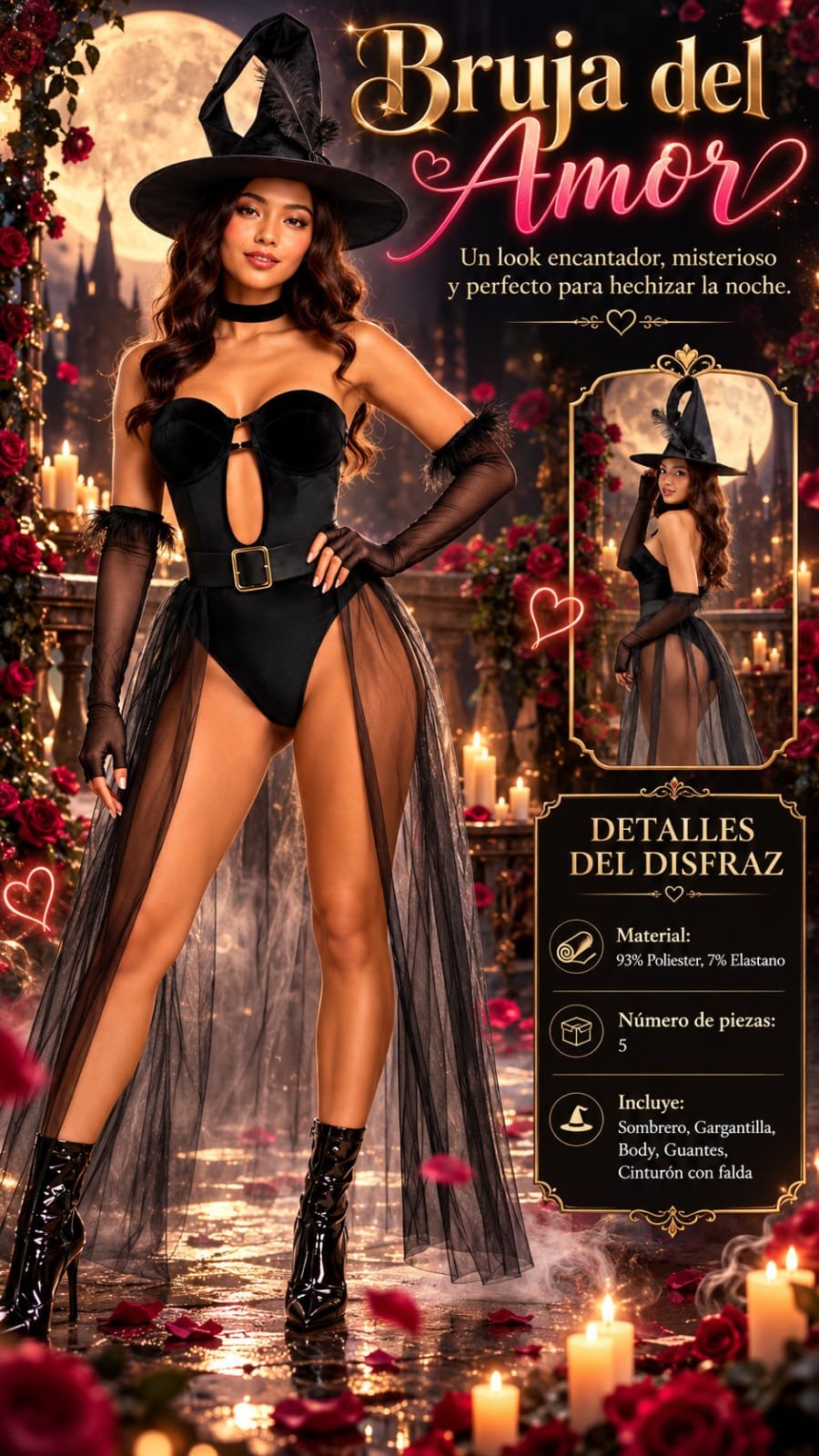 Disfraz Halloween para mujer 2026 - Bruja del Amor